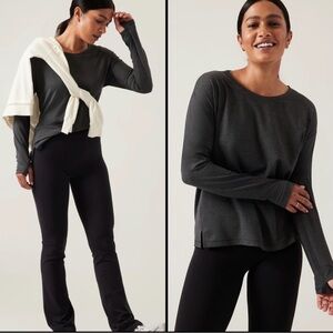 Athleta Uptempo Long Sleeve Top – Heather Gray – Size Small Petite (SP)